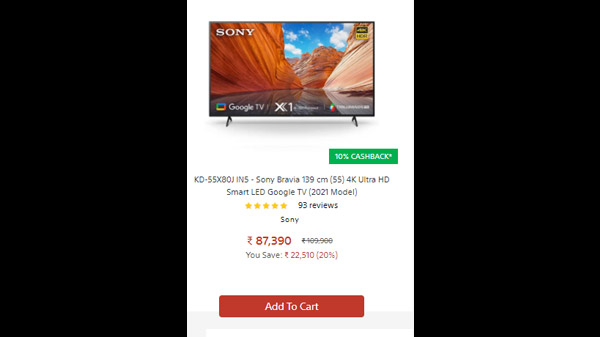 Sony Bravia 139 cm (55) 4K Ultra HD Smart LED Google TV (2021 Model)
