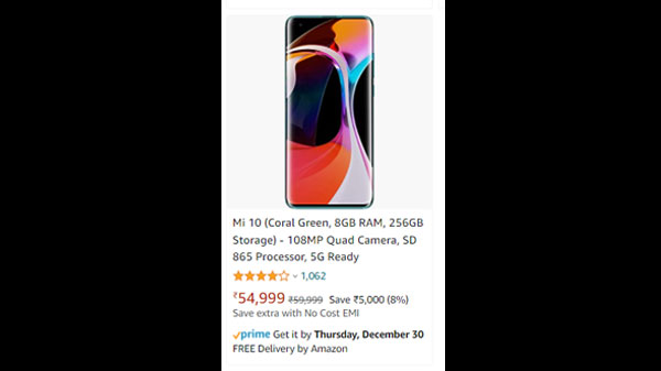 Mi 10 (Coral Green, 8GB RAM, 256GB Storage)