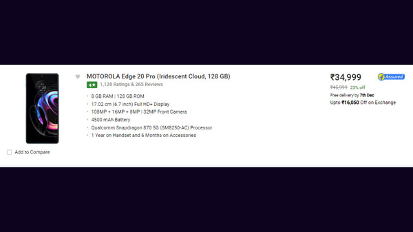 Motorola Edge 20 Pro (Iridescent Cloud, 128 GB)  (8 GB RAM)