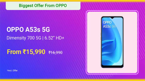 OPPO A53s 5G (Crystal Blue, 128 GB)  (6 GB RAM)