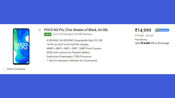 POCO M2 Pro (Two Shades of Black, 64 GB)  (6 GB RAM)