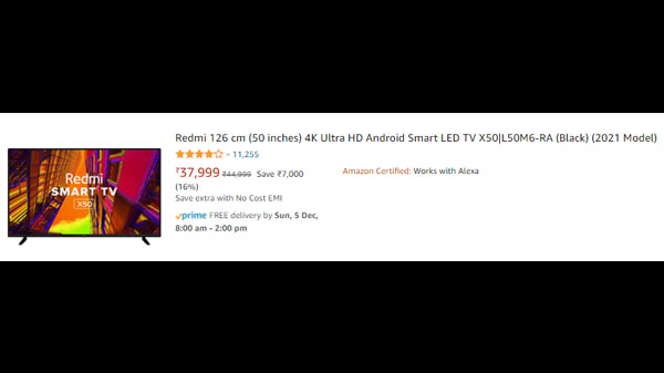 Redmi 126 cm (50 inches) 4K Ultra HD Android Smart LED TV X50