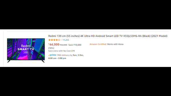 Redmi 139 cm (55 inches) 4K Ultra HD Android Smart LED TV X55