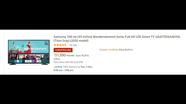 Samsung 108 cm (43 Inches) Wondertainment Series Full HD LED Smart TV UA43TE50AAKXXL