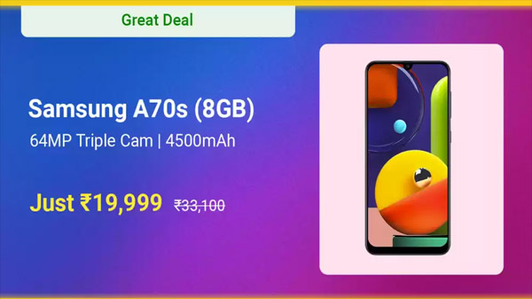 Samsung Galaxy A70s (Prism Crush White, 128 GB)  (8 GB RAM)