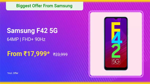 Samsung Galaxy F42 5G (Matte Aqua, 128 GB)  (6 GB RAM)