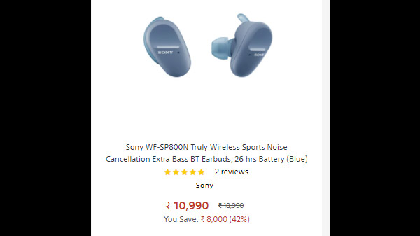 Sony WF-SP800N Truly Wireless Sports Noise Cancellation Extra Bass BT Earbud