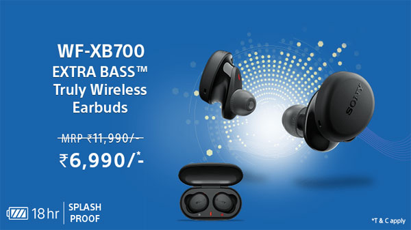 Sony WF-XB700 Bluetooth Truly Wireless in Ear Earbuds with Mic (Blue)