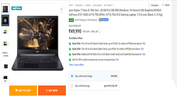 Acer Aspire 7 Core i5 10th Gen