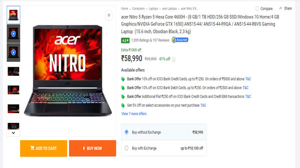 Acer Nitro 5 Ryzen 5 Hexa Core 4600H