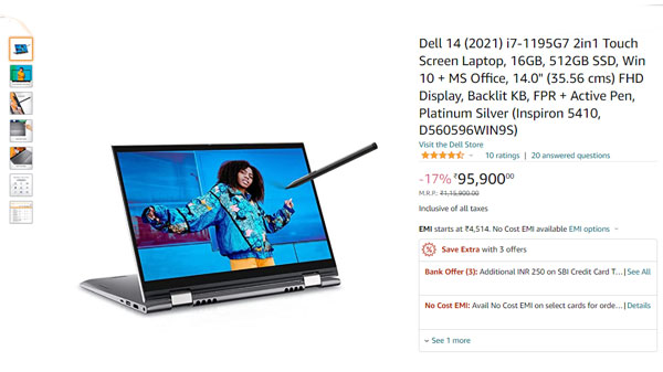 Dell 14 (2021) i7-1195G7 2in1 Touch Screen Laptop