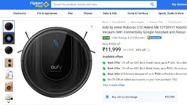 Eufy by Anker Robovac G10 Hybrid ME-T2150Y11 Robotic Floor Cleaner