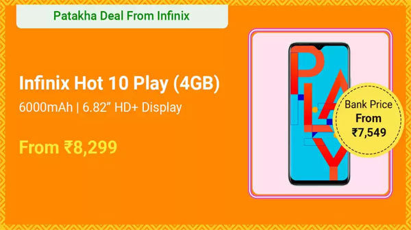 Infinix Hot 10 Play (Morandi Green, 32 GB)  (3 GB RAM)