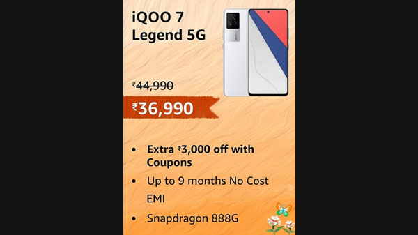 iQOO 7 Legend 5G (Legendary Track Design, 8GB RAM, 128GB Storage)