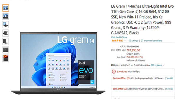 LG Gram 14-Inches Ultra-Light Intel Evo 11th Gen Core i7