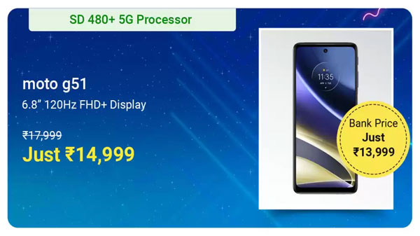 MOTOROLA G51 5G (Bright Silver, 64 GB)  (4 GB RAM)