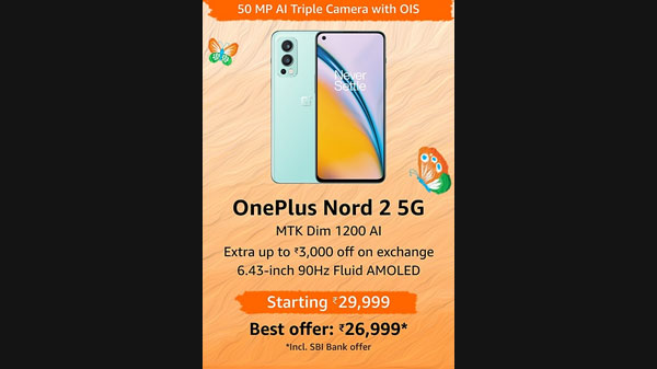 OnePlus Nord 2 5G (Blue Haze, 8GB RAM, 128GB Storage)