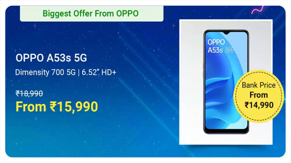 OPPO A53s 5G (Crystal Blue, 128 GB)  (8 GB RAM)
