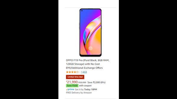 OPPO F19 Pro (Fluid Black, 8GB RAM, 128GB Storage)