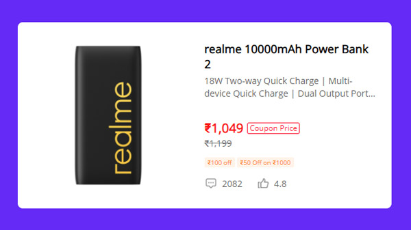 Realme 10000mAh Power Bank 2 (Black)