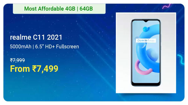 Realme C11 2021 (Cool Blue, 32 GB)  (2 GB RAM)