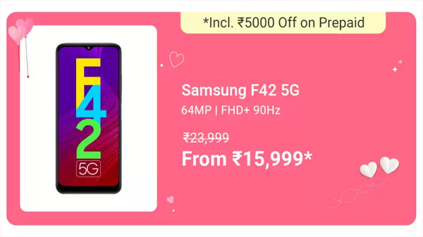 Samsung Galaxy F42 5G (Matte Aqua, 128 GB)  (6 GB RAM)