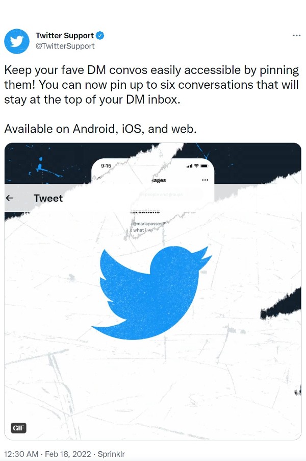 Twitter Now Let Users Pin Up To 6 DMs; New Scrolling Icon Included Twitter Now Let Users Pin Up To 6 DMs; New Scrolling Icon Included
