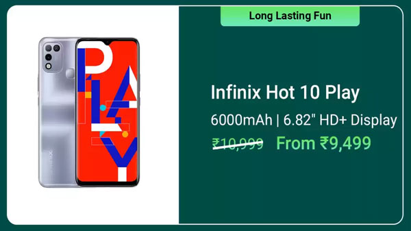 Infinix Hot 10 Play (Morandi Green, 64 GB)  (4 GB RAM)