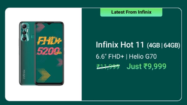 Infinix Hot 11 (Emerald Green, 64 GB)  (4 GB RAM)