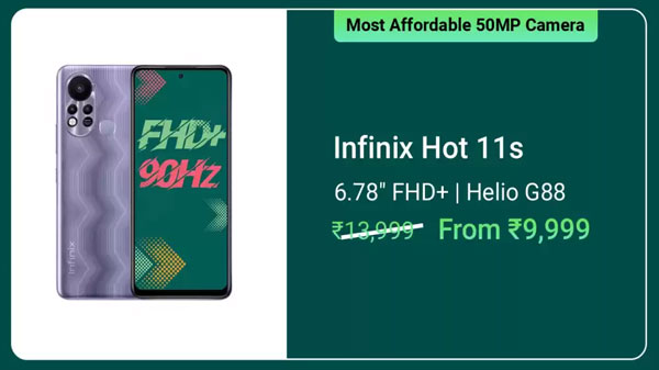 Infinix Hot 11S (Green Wave, 64 GB)  (4 GB RAM)