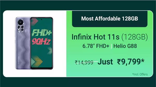 Infinix Hot 11S (Silver Wave, 64 GB)  (4 GB RAM)