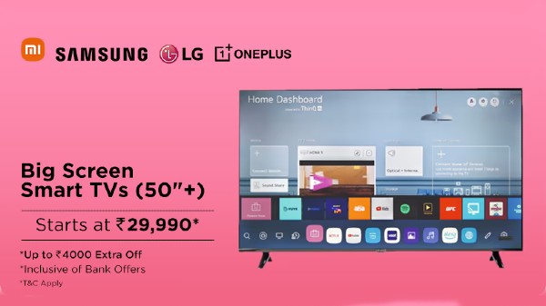 Samsung 50-Inch Smart TVs Starts From Rs. 29,990