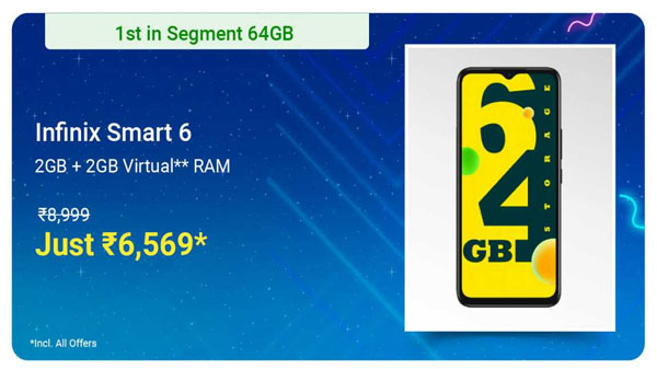 Infinix Smart 6 (Light Sea Green, 64 GB) (2 GB RAM) Infinix Smart 6 (Light Sea Green, 64 GB) (2 GB RAM)