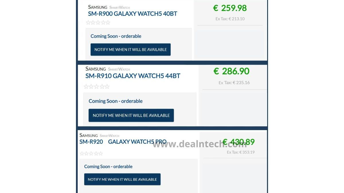 Samsung Galaxy Watch 5, Watch 5 Pro Price Leaked Ahead Of Launch