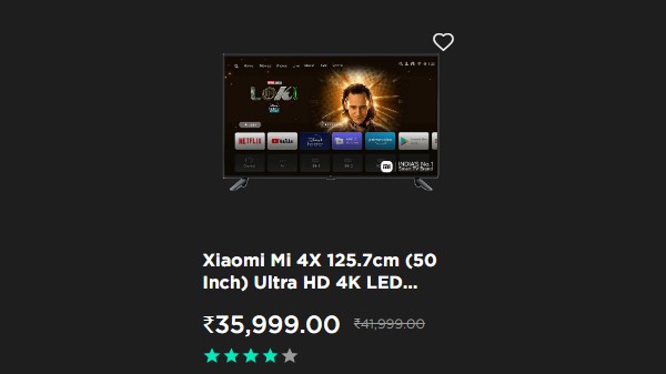 Xiaomi Mi 4X 125.7cm (50 Inch) Ultra HD 4K LED Android Smart TV Xiaomi Mi 4X 125.7cm (50 Inch) Ultra HD 4K LED Android Smart TV