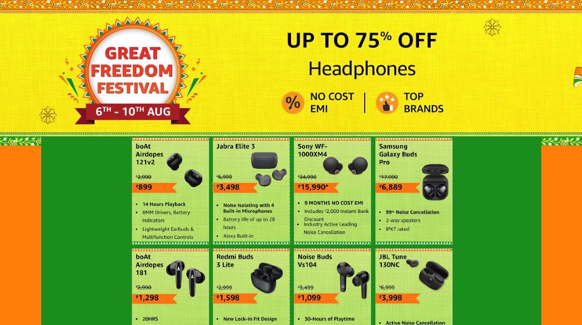 Amazon Great Freedom Festival Sale: Up To 70% Off On Earbuds Amazon Great Freedom Festival Sale: Up To 70% Off On Earbuds