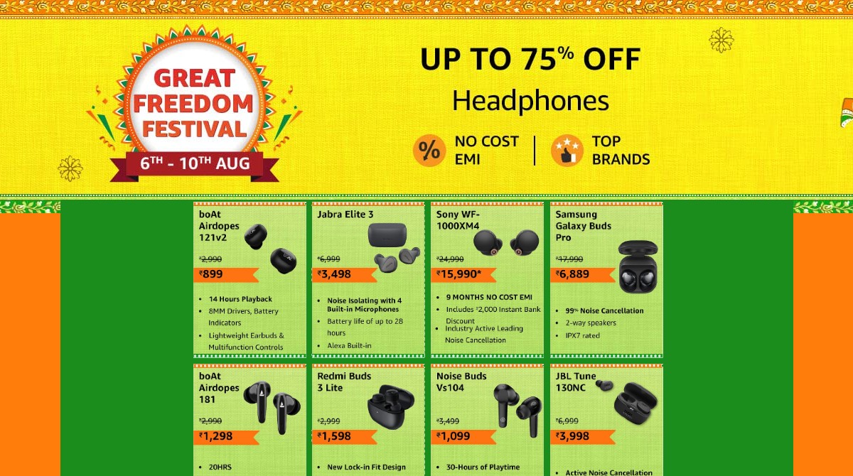 Amazon Great Freedom Festival Sale: Up To 70% Off On Earbuds