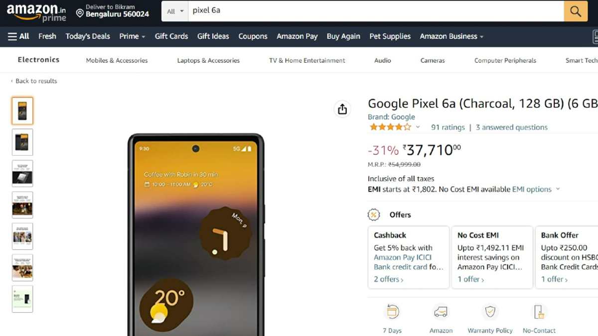 Imported Google Pixel 6a On Amazon Is Cheaper Than The One On Flipkart