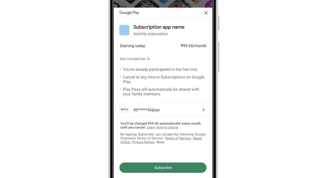 UPI Autopay Available On Google Play Store For Subscriptions