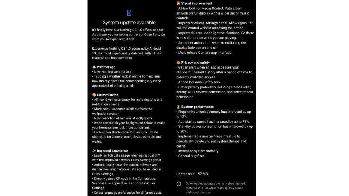 Nothing Starts Rolling Out Android 13 to Phone (1)