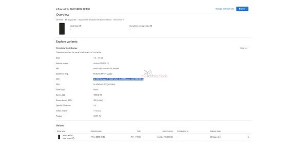 Infinix Zero 30 5G Specs, Leaked: Dimensity 1100 SoC, 8GB RAM Revealed