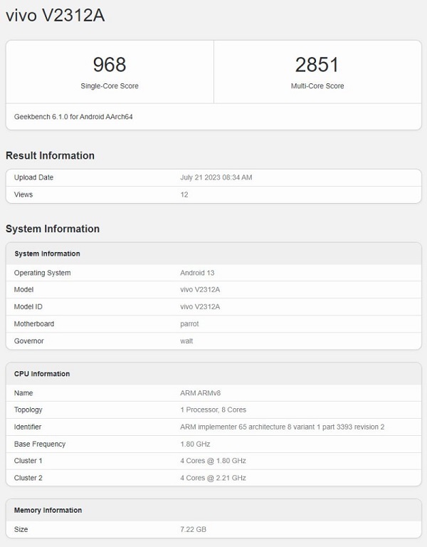 iQOO Z8x On Geekbench With SD 6 G1 SoC: Compare Wityh iQOO Z7x