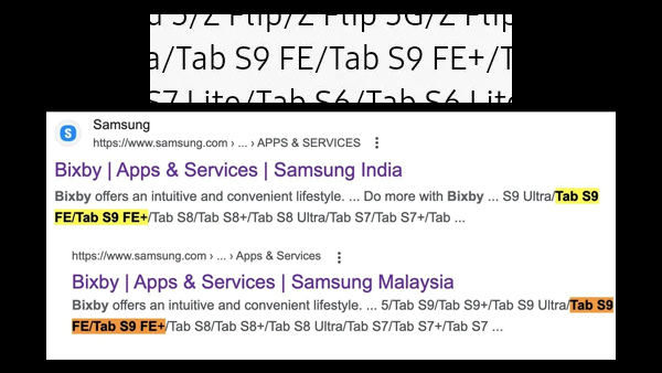 Samsung Accidentally Leaks Galaxy Tab S9 FE Series Names