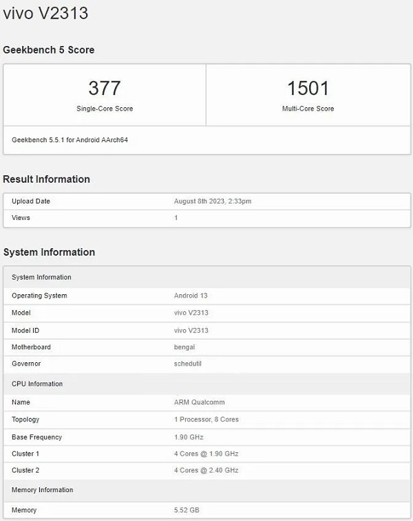 Vivo Y22T Geekbench Listing Reveals Android 13 Smartphone Vivo Y22T Geekbench Listing Reveals Android 13 Smartphone