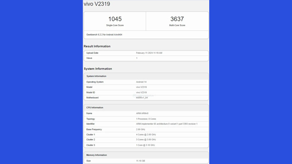 Vivo V30 Pro Surfaces on Geekbench