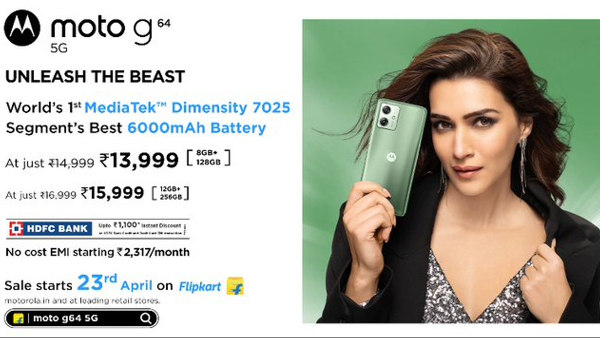 Moto G64 5G Goes on Sale in India Today via Flipkart 