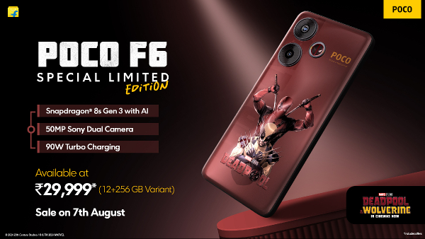 Poco F6 Deadpool Limited Edition Launched in India at Rs 29,999 Poco F6 Deadpool Limited Edition Launched in India at Rs 29,999