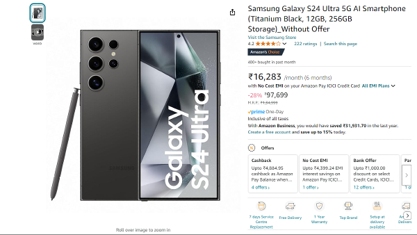 Samsung Galaxy S24 Ultra Available at a Discount of Nearly Rs 35,000 