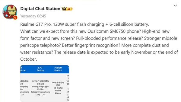 Realme GT 7 Pro Rumored to Pack Massive 6000mAh+ Battery Realme GT 7 Pro Rumored to Pack Massive 6000mAh+ Battery