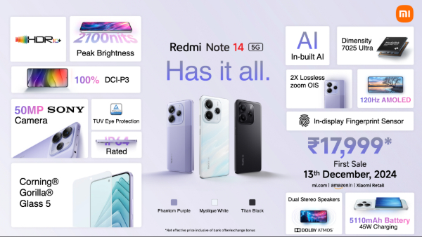 Redmi Note 14, Note 14 Pro, Note 14 Pro+ Launched in India